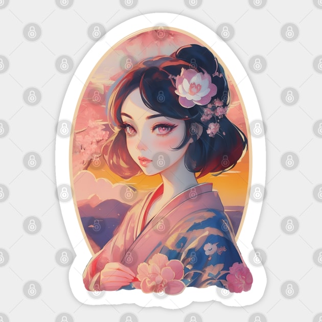 Beautiful Japanese Illustration Sticker by Selene’s Designs